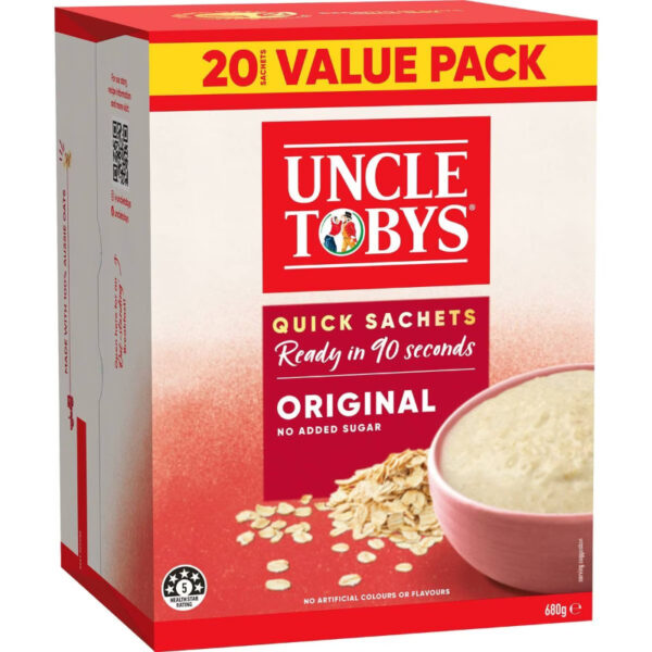 Buy Uncle Tobys Oats Quick Sachets Family Pack Original Porridge 680g ...