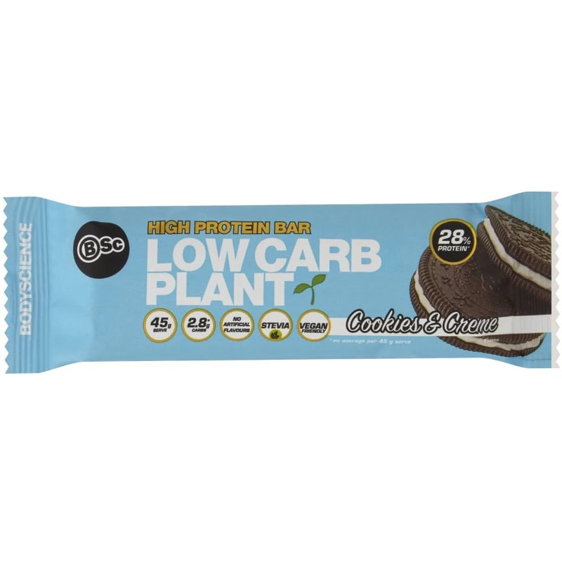Buy Bsc High Protein Low Carb Plant Bar Cookies And Cream 45g Online ...