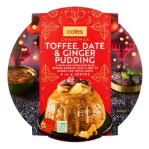 Coles Christmas Toffee Date & Ginger Pudding Large 500g