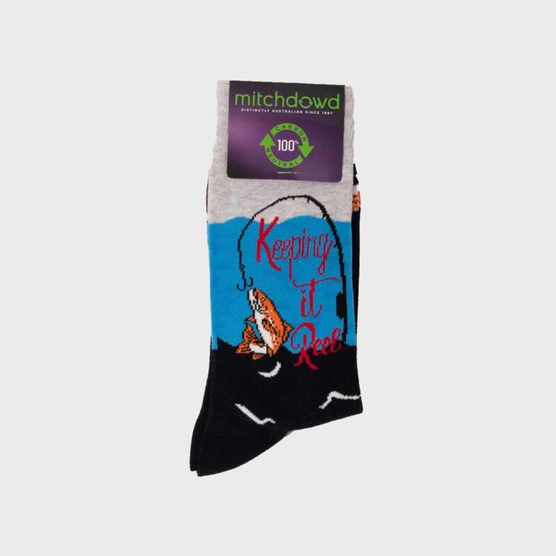 Mens Keeping It Reel Cotton Crew Socks
