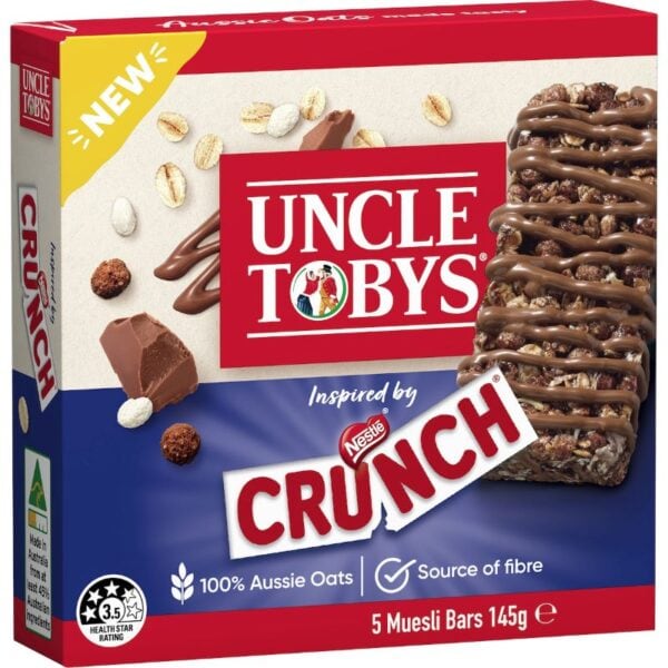 uncle tobys muesli bar crunch 5 pack 145g