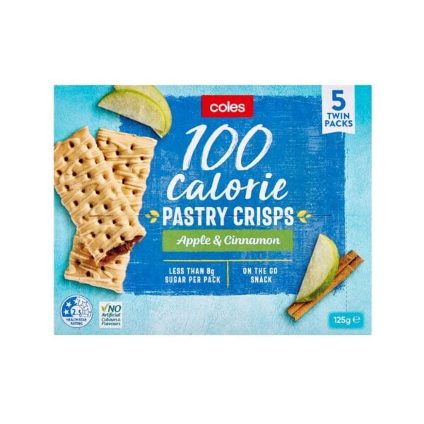 coles 100 calorie pastry crisps apple cinnamon x5 twin pack 125g