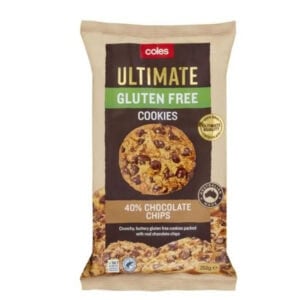 coles ultimate gluten free cookies 40% chocolate chip 252g