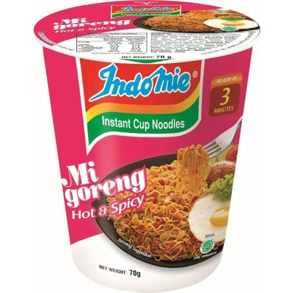 indomie mi goreng noodle cup hot & spicy 70g