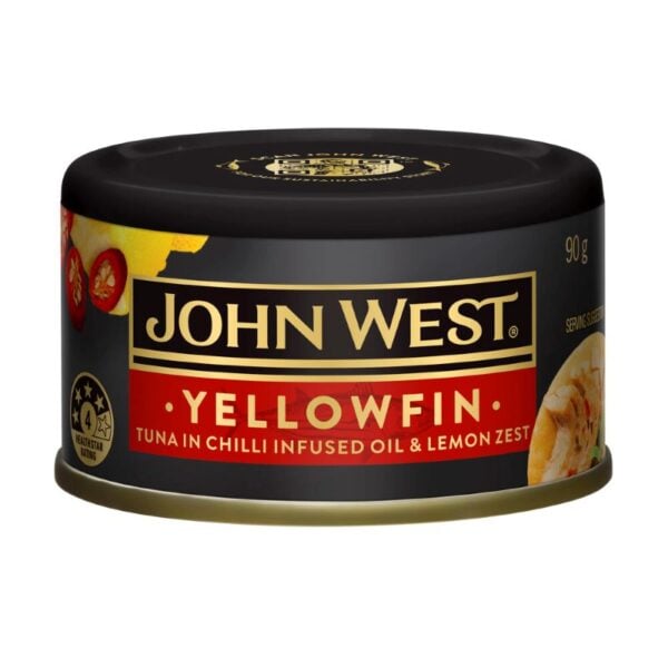 john west yellowfin tuna chilli infused oil & lemon zest 90g