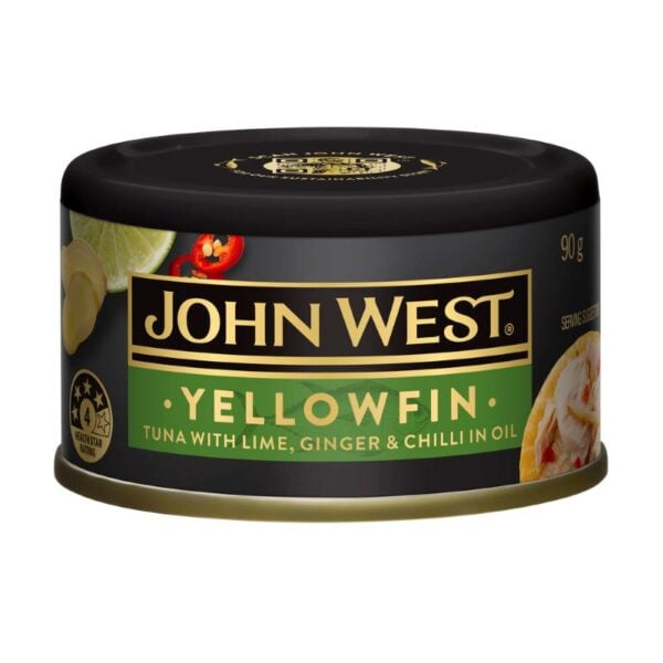 john west yellowfin tuna lime ginger & a hint of chilli in oil 90g