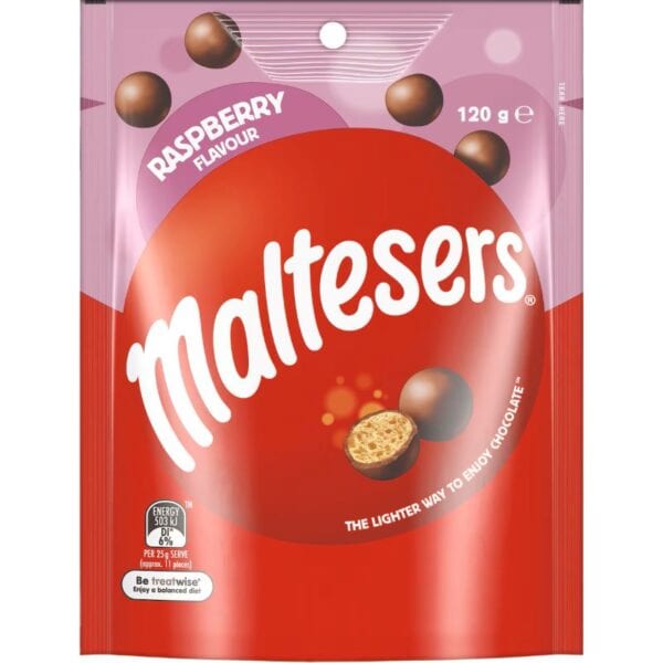 maltesers raspberry milk chocolate 120g