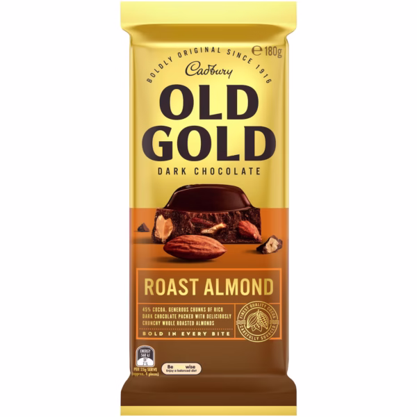 Bulk Cadbury Old Gold Roast Almond Block 180g ($6.00 each x 12 units)