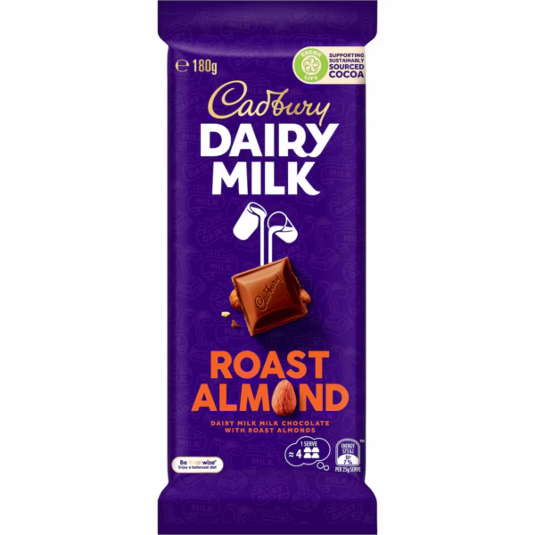 Bulk Cadbury Roast Almond Block 180g ($6.00 each x 12 units)