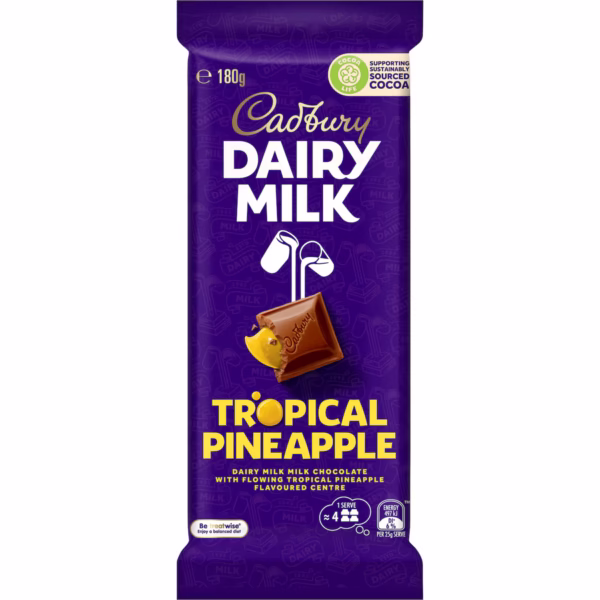 Bulk Cadbury Block Tropical Pineapple 180g ($6.00 each x 12 units)