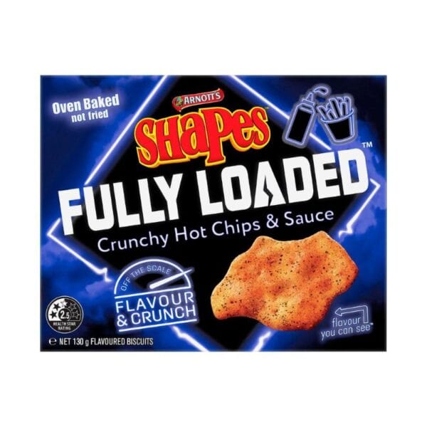 arnotts shapes fully loaded hot chips 130g