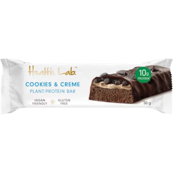 health lab plant protein bar cookies & crème 50g