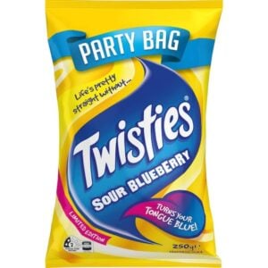 twisties blue tongue sour blueberry party bag 250g