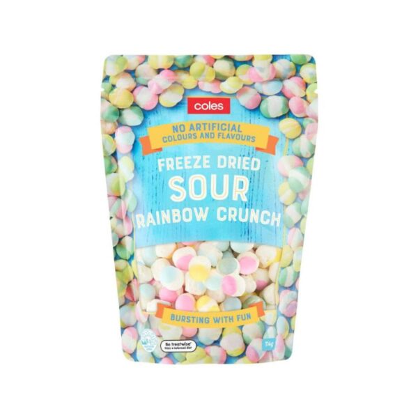 coles freeze dried sour rainbow crunch 114g