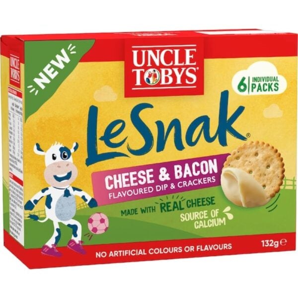 uncle tobys le snak cheese & bacon dip & crackers 6 pack