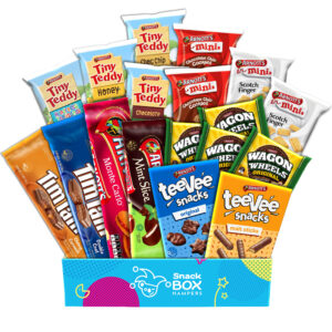 a gift box with a variety of australian arnotts biscuits