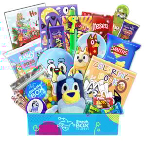 a small bluey themed gift hamper from australia for christmas