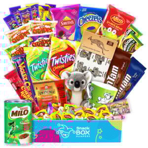 an extra large australian snack gift box with australian merchandise