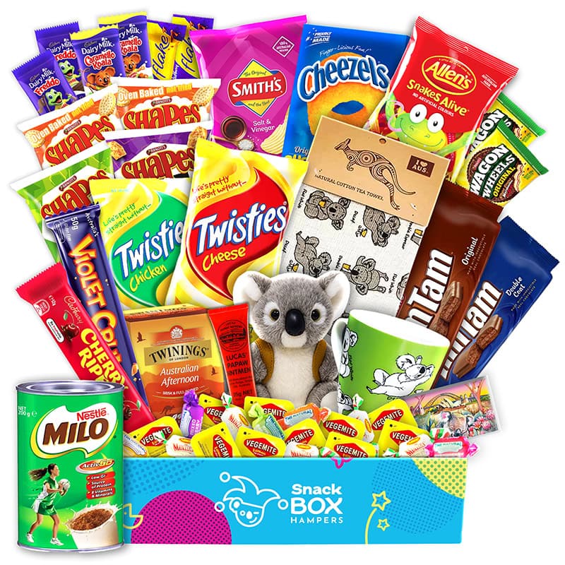 an extra large australian snack gift box with australian merchandise
