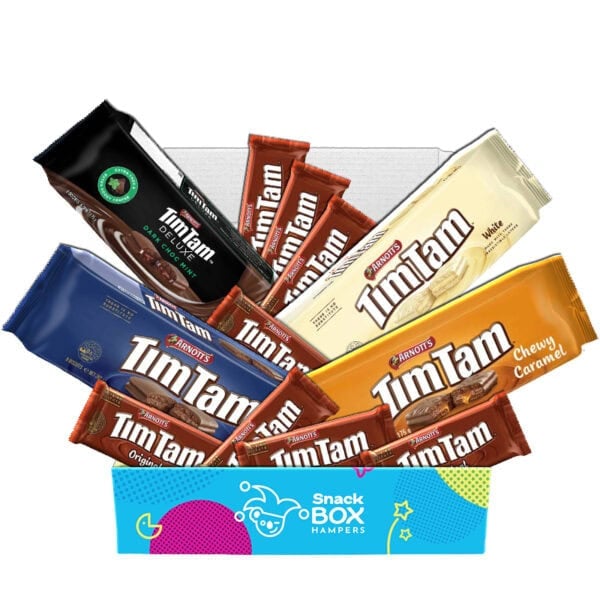 a gift hamper with a variety of australian tim tam flavours