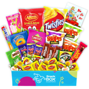 a christmas gift box with the classic australian snacks