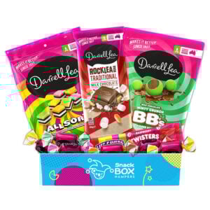a small gift hamper with australian darrell lea chocoalte and liquorice
