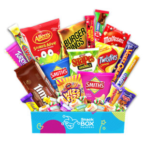 a gift box hamper with lots of australian snacks