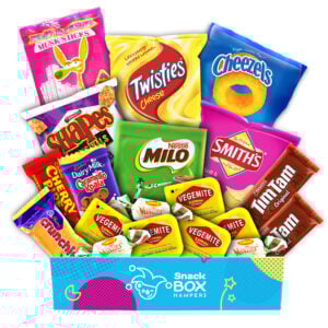 a gift hamper with classic australian snacks to send