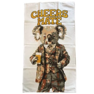 australian koala cheers mate tea towel
