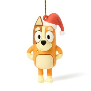 bluey chlli santa hat 3d ornament