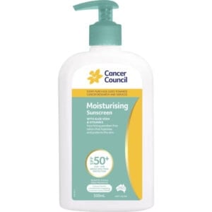 cancer council spf 50+ moisturising sunscreen pump 500ml