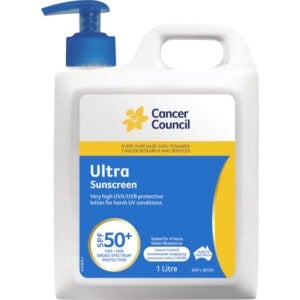 cancer council spf 50+ ultra sunscreen pump 1l