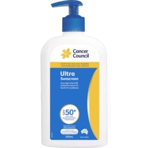 cancer council spf 50+ ultra sunscreen pump 500ml