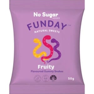 funday fruity flavoured gummy snakes 50g