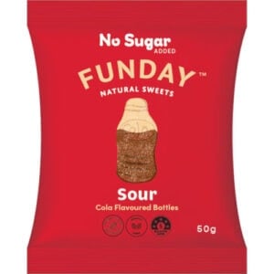 funday sour cola flavoured bottles 50g