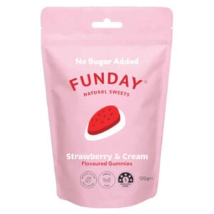 funday strawberries & cream gummies share bag 120g