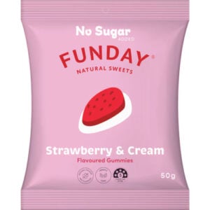 funday strawberry & cream flavoured gummies 50g