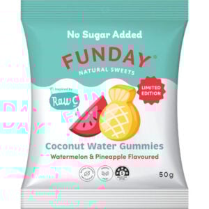 funday x raw c fruity coconut water gummies 50g