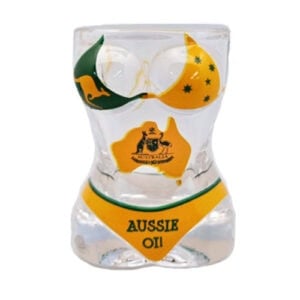 green & gold bikini shot glass