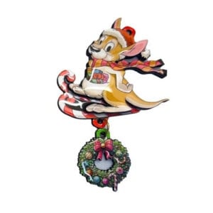 kangaroo ski wreath christmas ornament