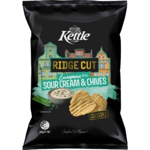 Kettle Ridge Cut Potato Chips European Sour Cream & Chives 165g