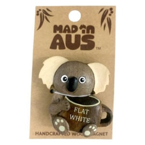 koala flat white wooden magnet