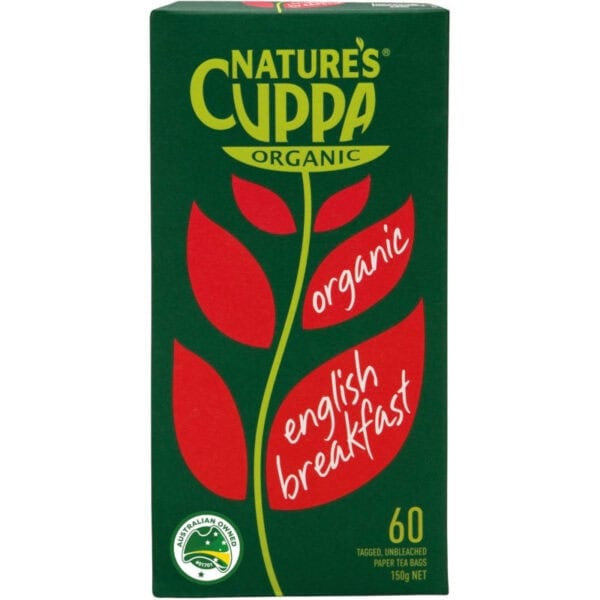 natures cuppa english breakfast tea bags 60 pack