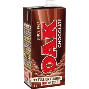 oak chocolate long life milk uht 1l