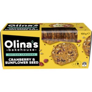 olinas bakehouse artisan cracker biscuits cranberry & sunflower seed 100g
