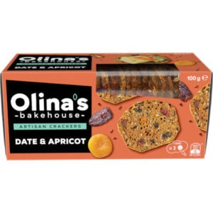 olinas bakehouse artisan cracker biscuits date & apricot 100g