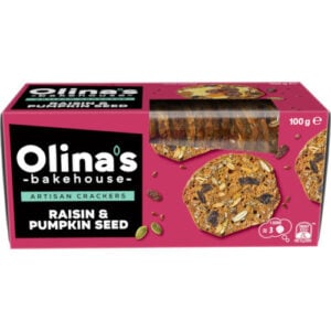 olinas bakehouse artisan cracker biscuits raisin & pumpkin seeds 100g