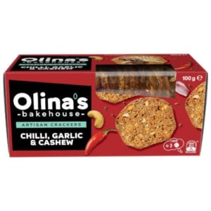 olinas bakehouse artisan crackers chilli garlic & cashew 100g