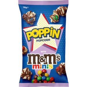 poppin ready to eat popcorn m&m's minis 110g