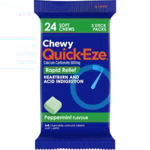 quick-eze heartburn & indigestion relief chewy peppermint 24 pack